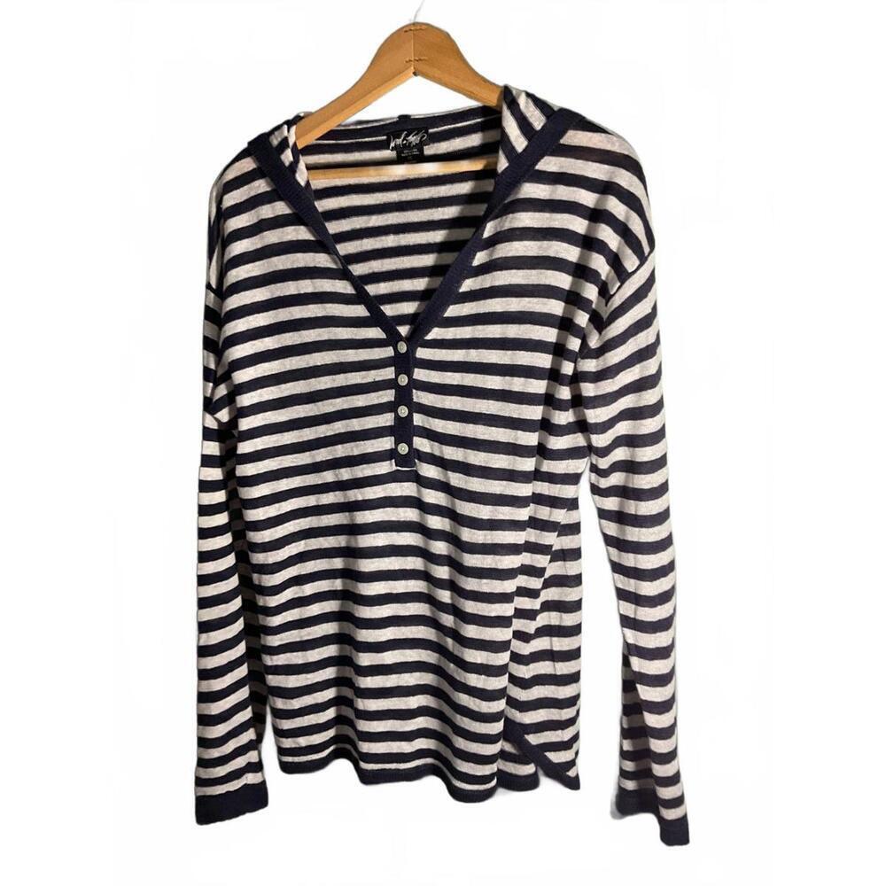 Lord & Taylor Linen Classic Striped Nautical Hooded Long Sleeve Shirt XL